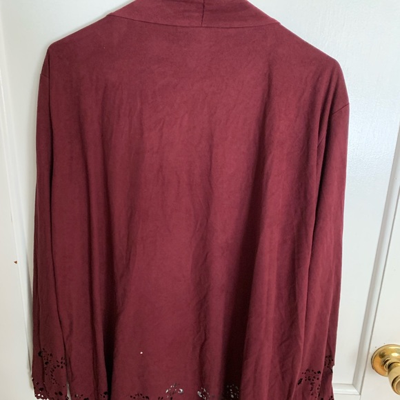 Women’s Burgundy Suede Cardigan - Picture 8 of 9